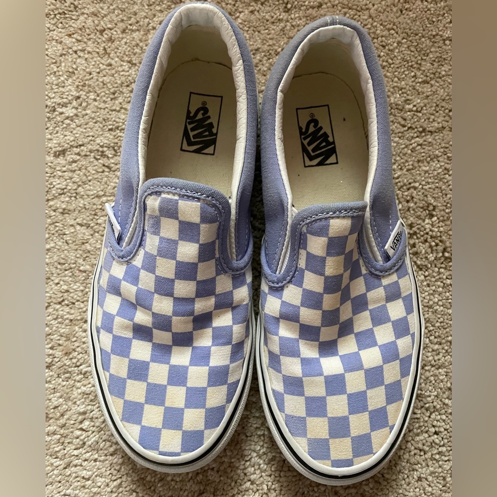 Girls checkered Vans slip ons